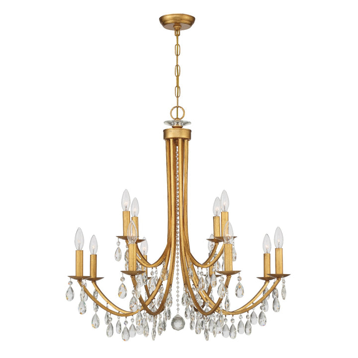 Crystorama Crystorama Bridgehampton 12 Light Hand Cut Crystal Antique Gold Chandelier