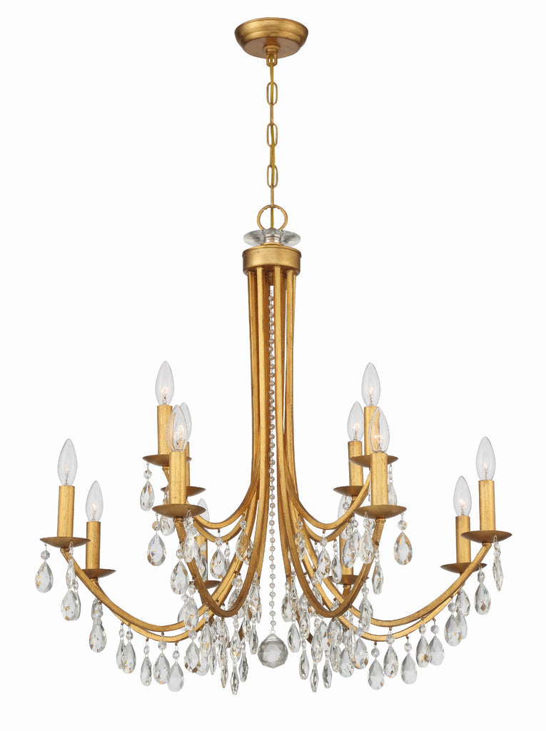 Crystorama Crystorama Bridgehampton 12 Light Hand Cut Crystal Antique Gold Chandelier