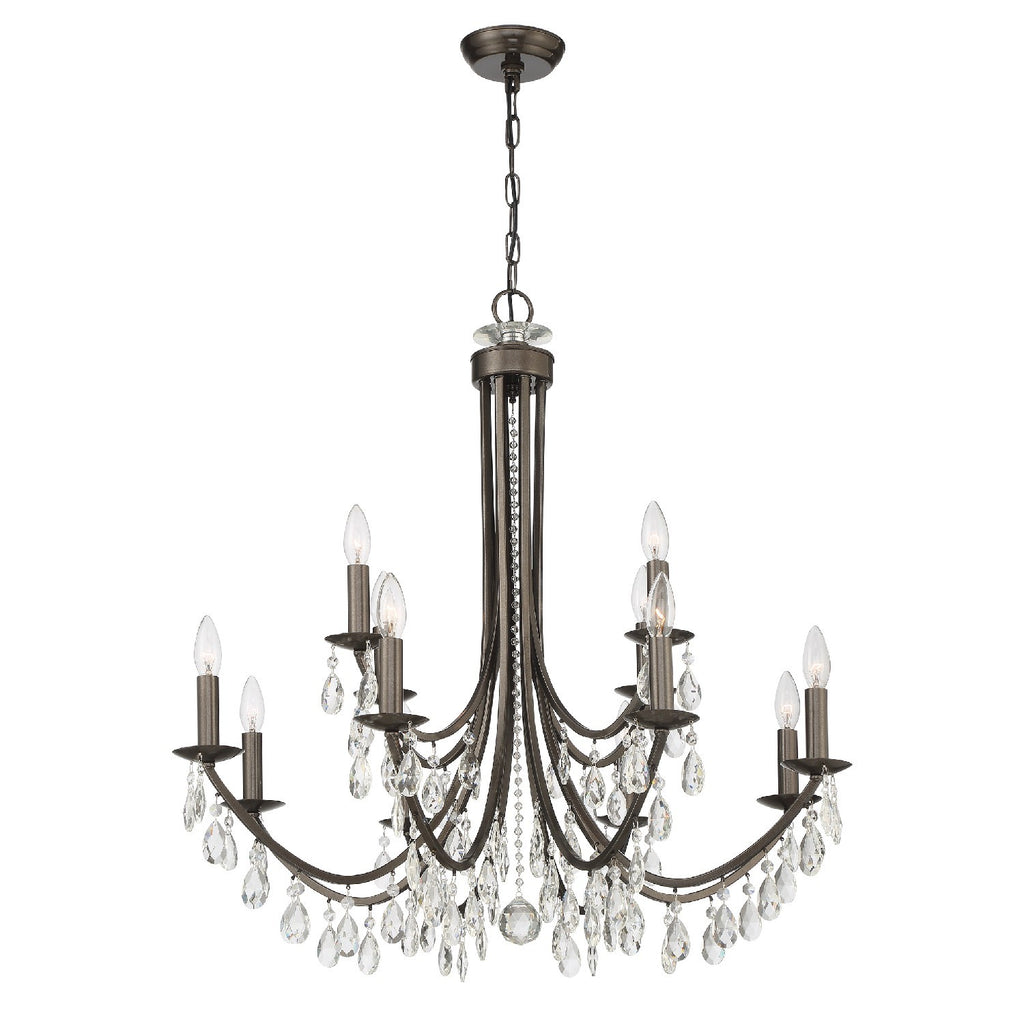 Crystorama Crystorama Bridgehampton 12 Light Hand Cut Crystal Vibrant Bronze Chandelier