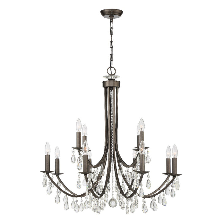 Crystorama Crystorama Bridgehampton 12 Light Hand Cut Crystal Vibrant Bronze Chandelier