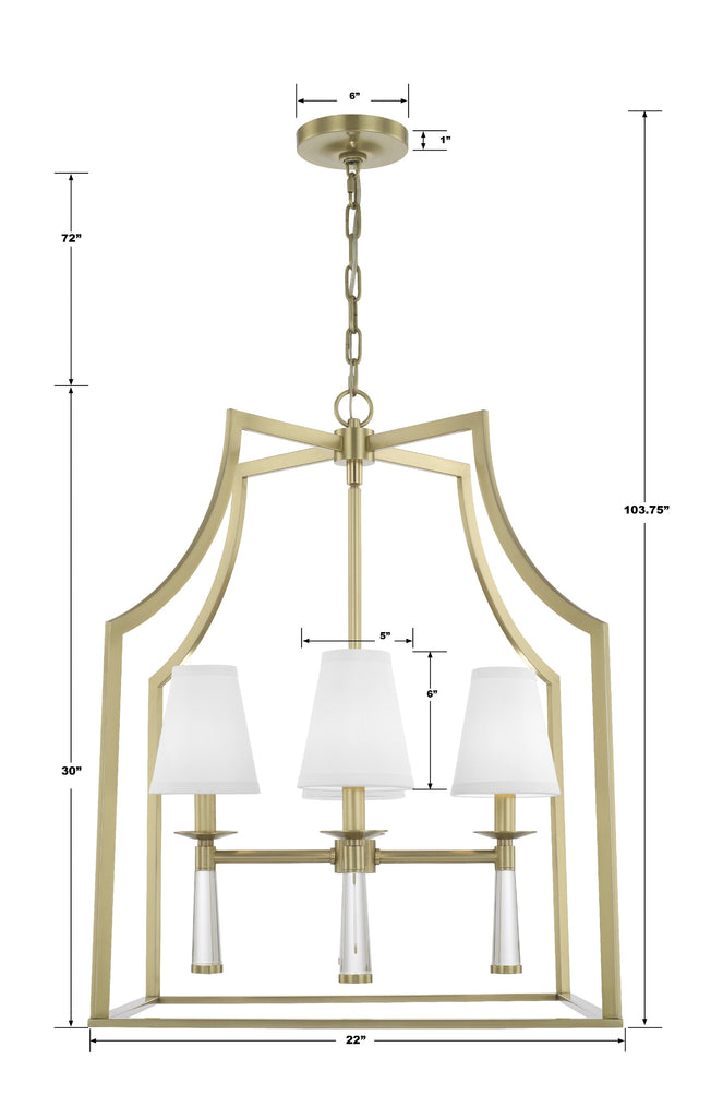 Crystorama Crystorama Baxter 4 Light Aged Brass Chandelier