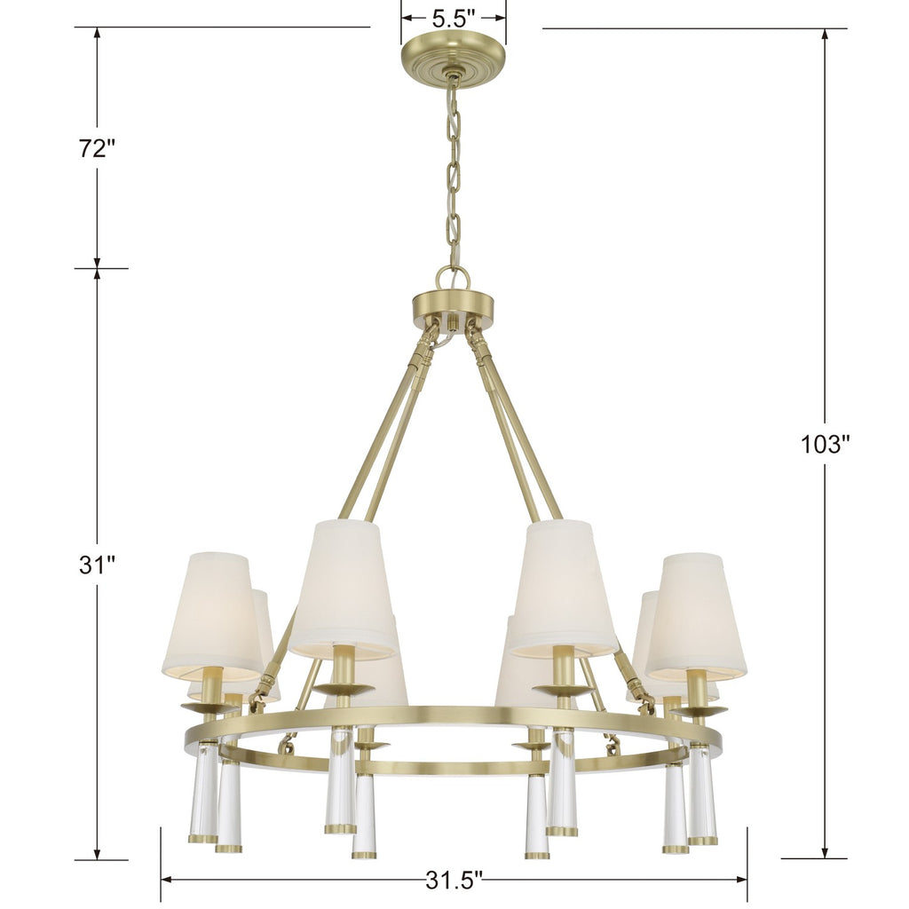 Crystorama Crystorama Baxter 8 Light Antique Aged Brass Chandelier
