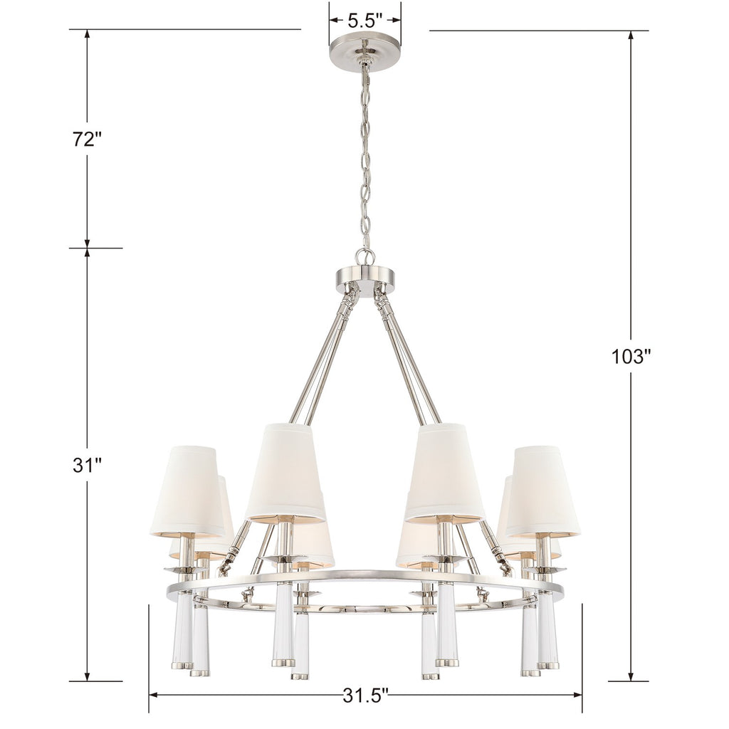 Crystorama Crystorama Baxter 8 Light Polished Nickel Chandelier