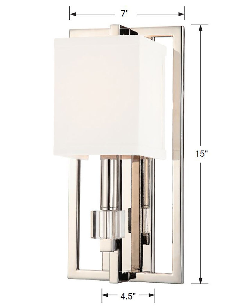 Crystorama Crystorama Dixon 1 Light Polished Nickel Sconce