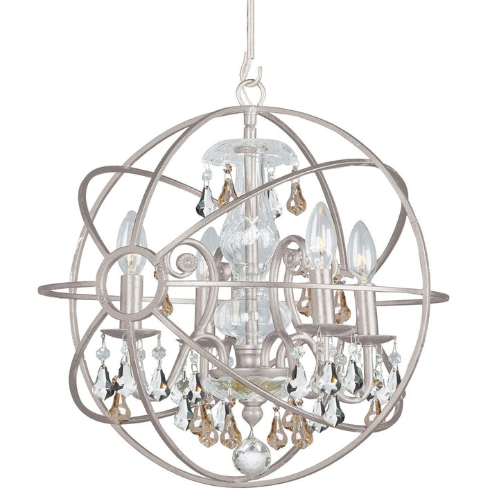 Crystorama Crystorama Solaris 4 Light Golden Shadow Crystal Olde Silver Mini Chandelier