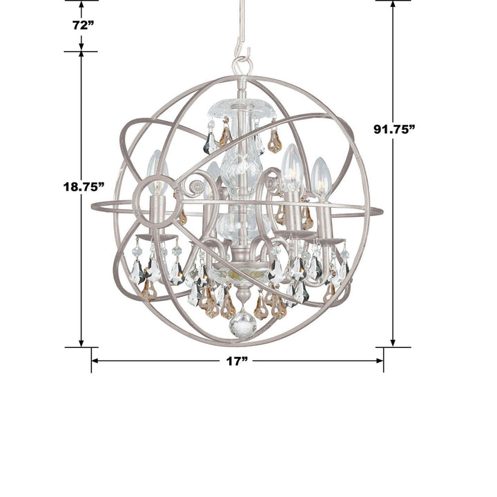 Crystorama Crystorama Solaris 4 Light Golden Shadow Crystal Olde Silver Mini Chandelier