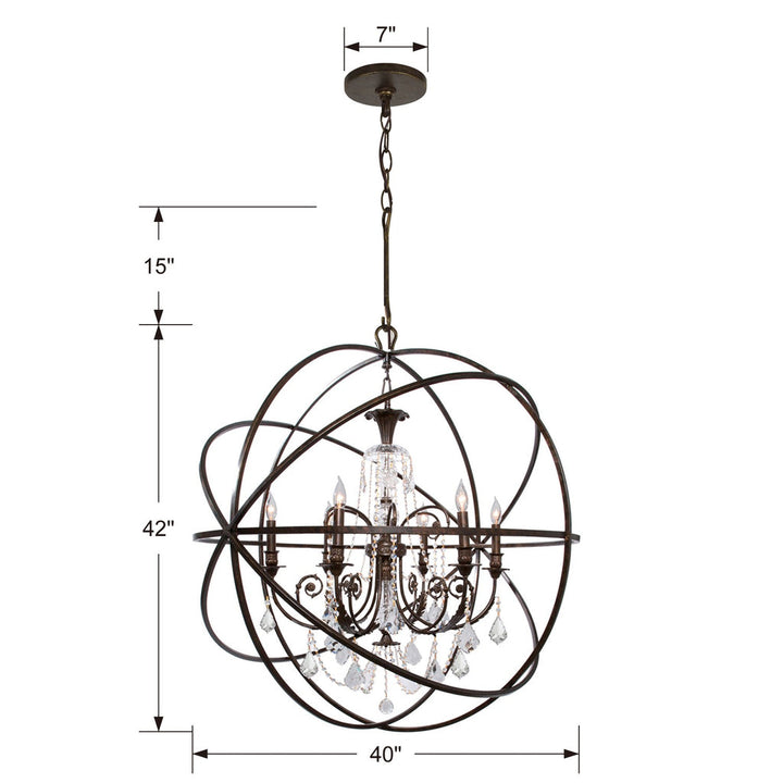 Crystorama Crystorama Solaris 6 Light English Bronze Chandelier