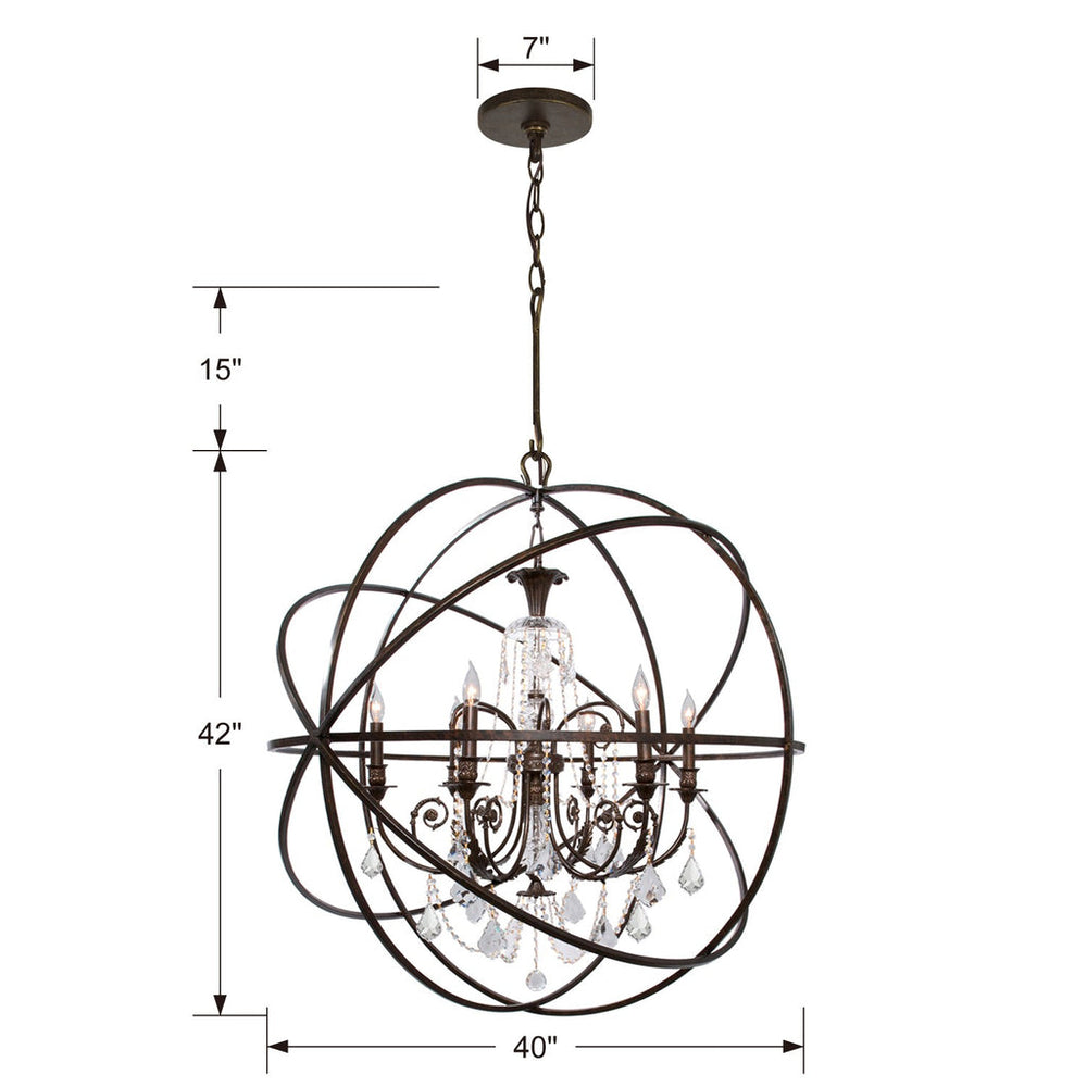 Crystorama Crystorama Solaris 6 Light Spectra Crystal English Bronze Sphere Chandelier