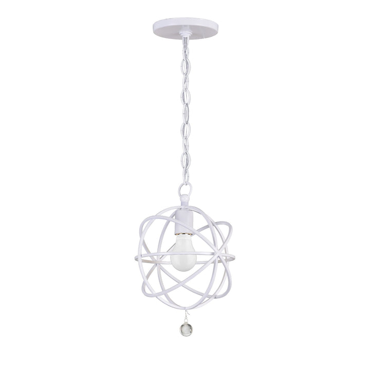 Solaris 1 Light Wet White Mini Pendant Pendant Crystorama