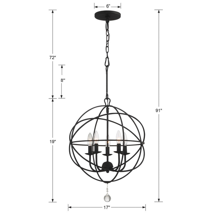 Crystorama Crystorama Solaris 5 Light Black Mini Chandelier