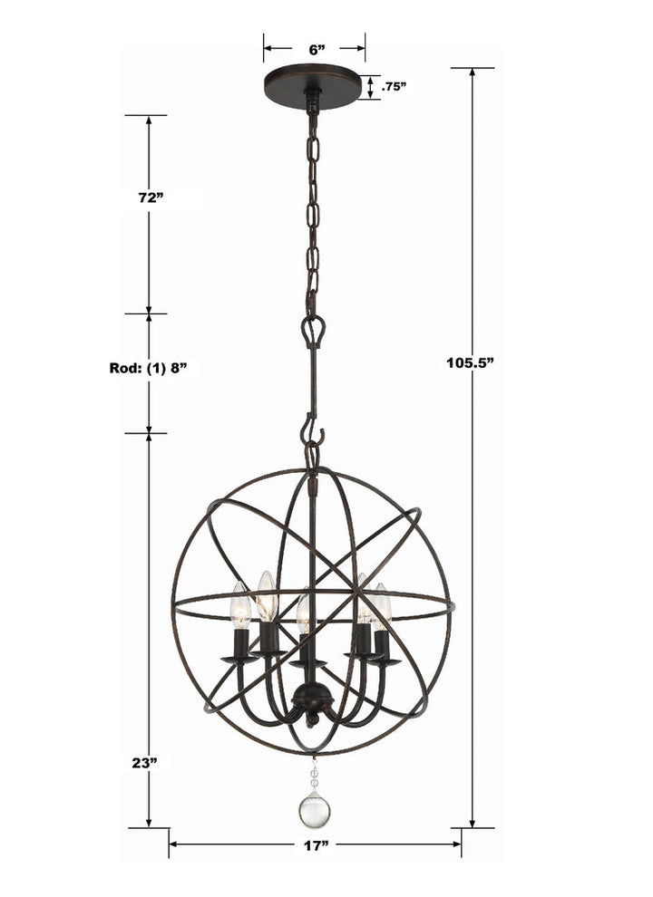 Crystorama Crystorama Solaris 5 Light English Bronze Mini Chandelier