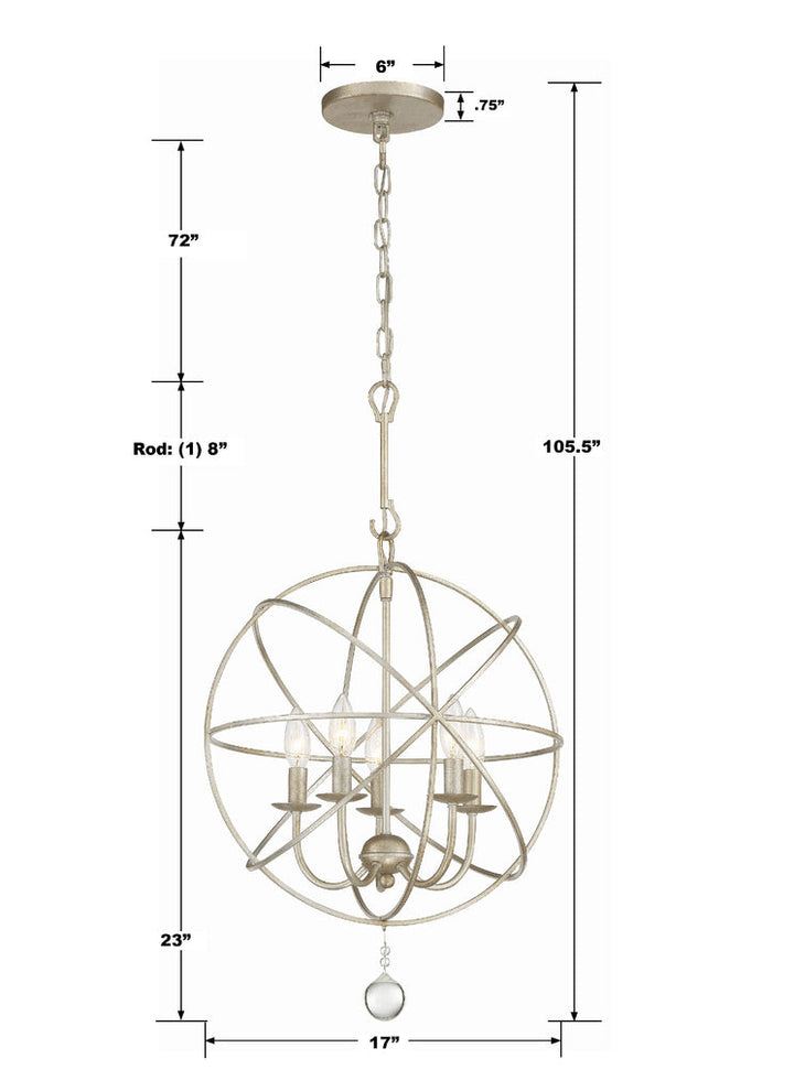 Crystorama Crystorama Solaris 5 Light Olde Silver Mini Chandelier