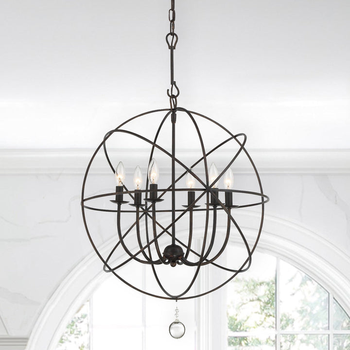 Crystorama Crystorama Solaris 6 Light English Bronze Sphere Chandelier