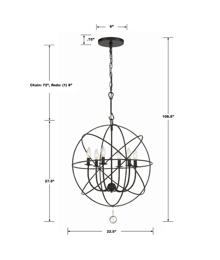 Crystorama Crystorama Solaris 6 Light English Bronze Sphere Chandelier
