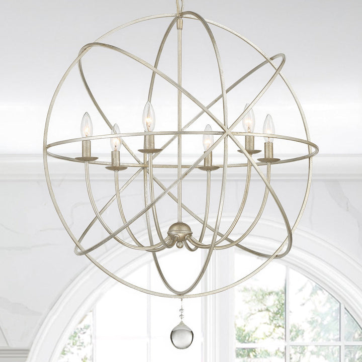 Crystorama Crystorama Solaris 6 Light Olde Silver Sphere Chandelier