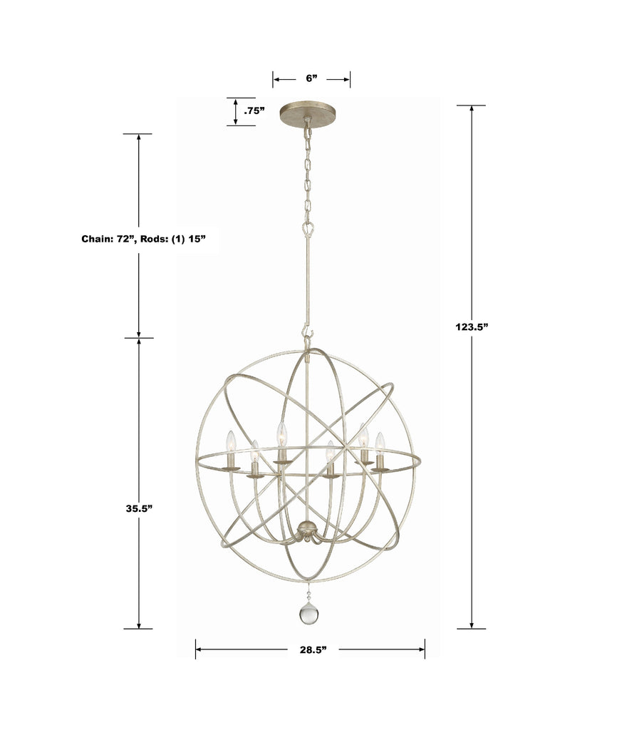 Crystorama Crystorama Solaris 6 Light Olde Silver Sphere Chandelier