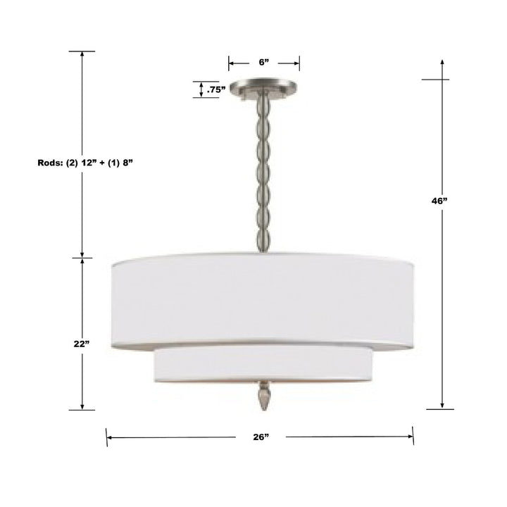 Crystorama Crystorama Luxo 5 Light Drum Shade Satin Nickel Chandelier