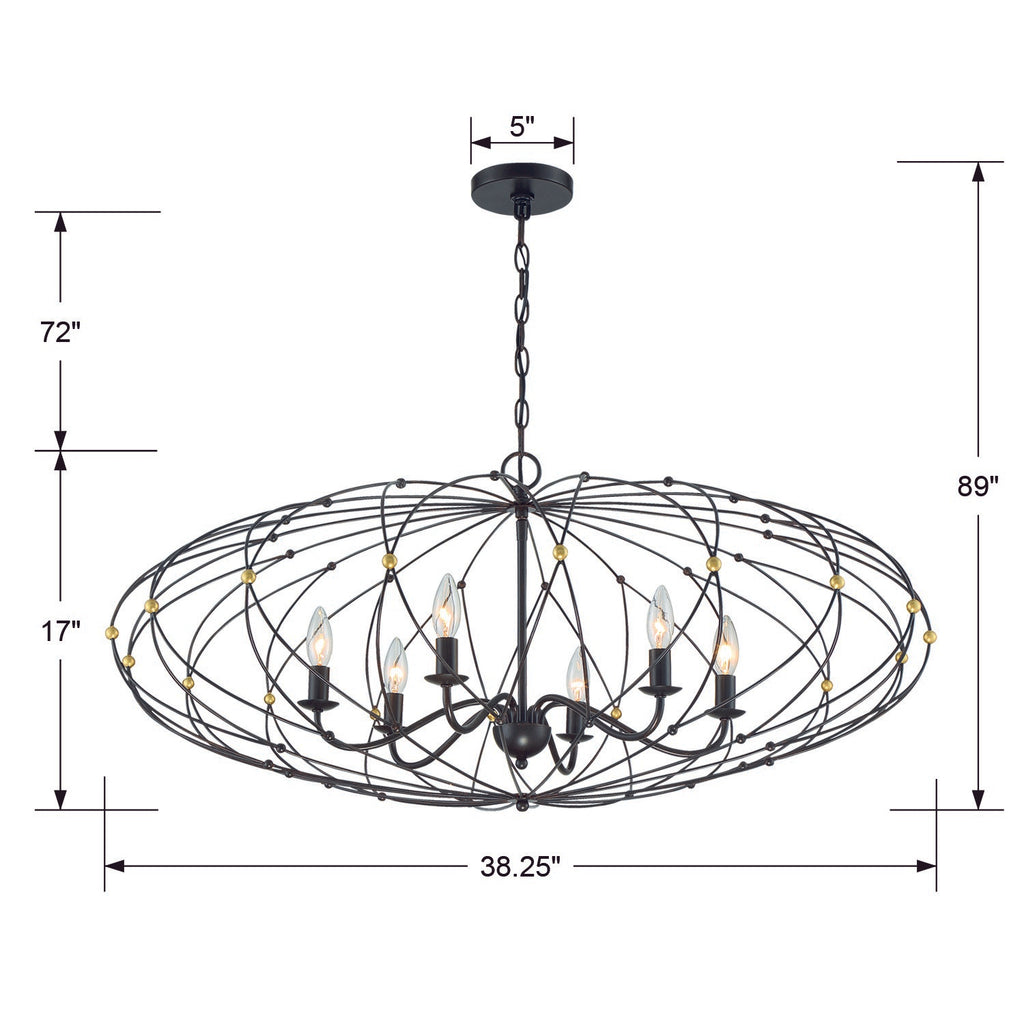 Crystorama Crystorama Zucca 6 Light English Bronze + Antique Gold Chandelier