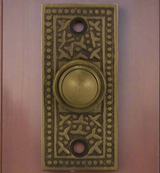 Solid Brass Rice Pattern Door Bell (Several Finishes Available) COPPER MOUNTAIN HARDWARE