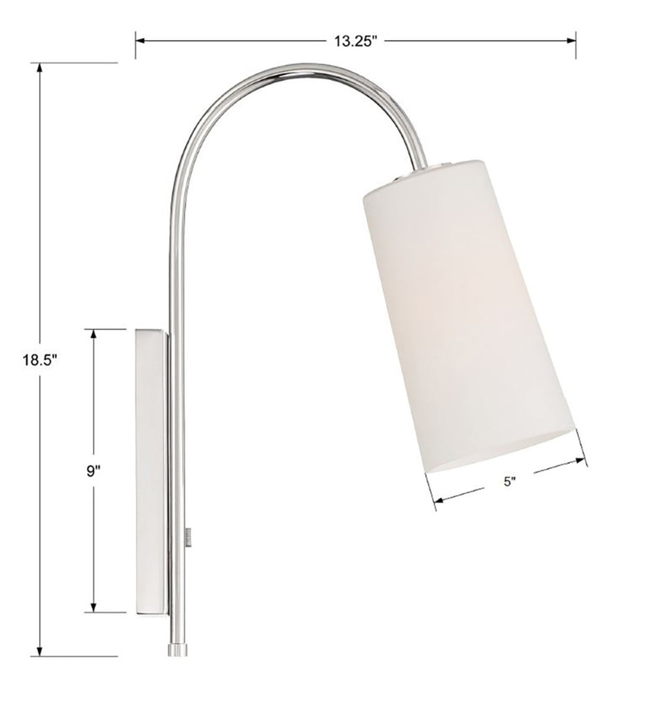 Crystorama Crystorama Alexa 1 Light Polished Nickel Task Sconce