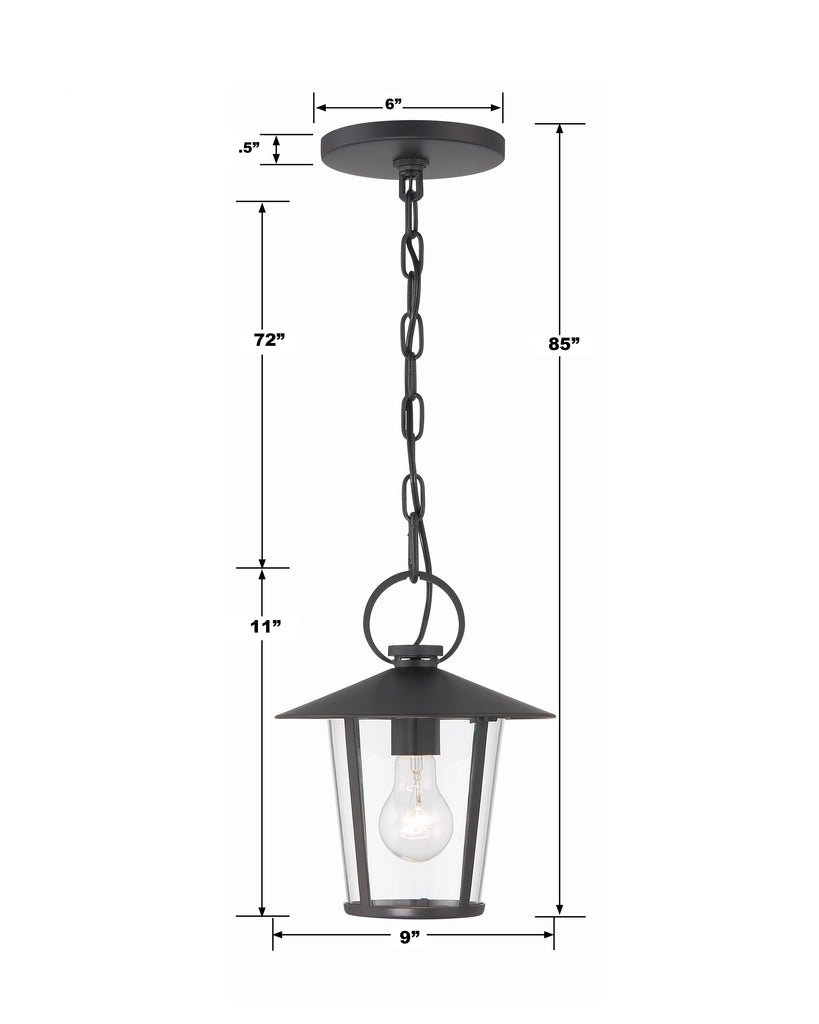 Crystorama Crystorama Andover 1 Light Matte Black Outdoor Pendant