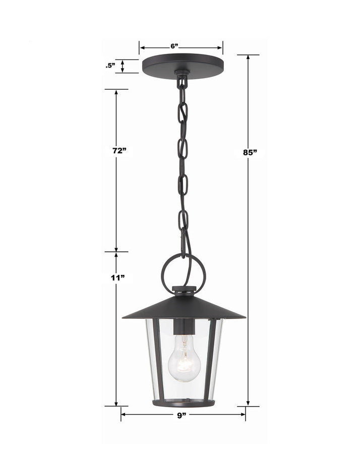 Crystorama Crystorama Andover 1 Light Matte Black Outdoor Pendant