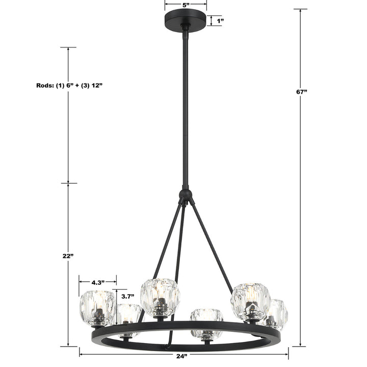 Crystorama Crystorama Aragon 6 Light Matte Black Chandelier