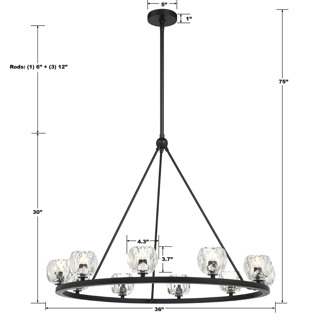 Crystorama Crystorama Aragon 10 Light Matte Black Chandelier
