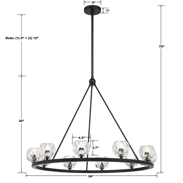 Crystorama Crystorama Aragon 10 Light Matte Black Chandelier