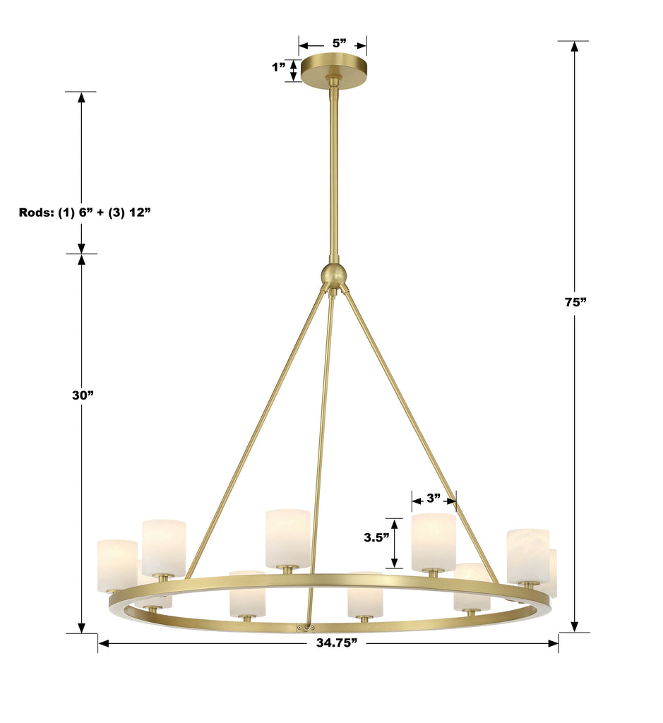 Crystorama Crystorama Aragon 10 Light Soft Brass Chandelier