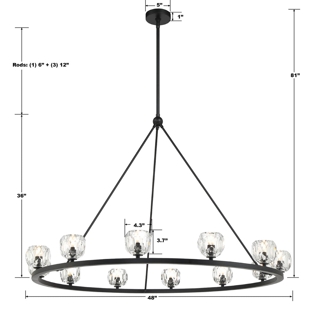 Crystorama Crystorama Aragon 12 Light Matte Black Chandelier