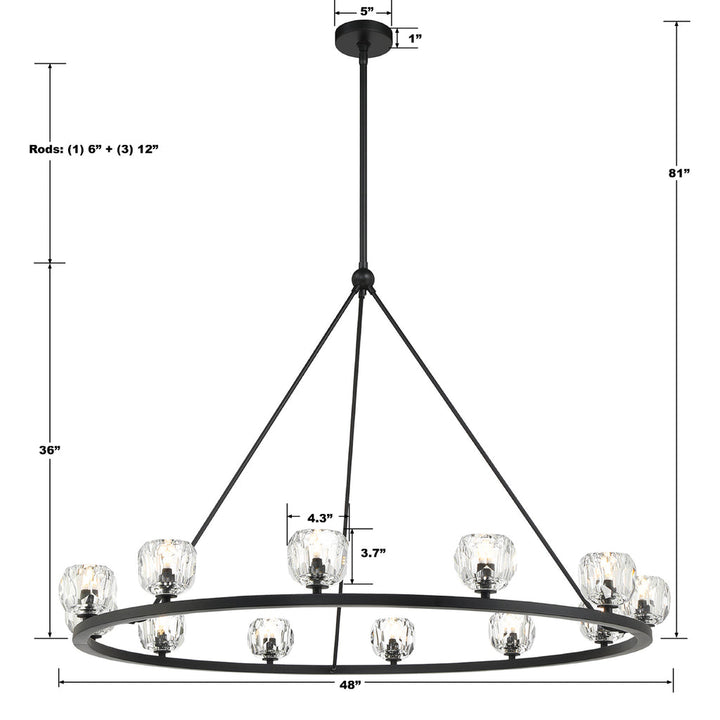 Crystorama Crystorama Aragon 12 Light Matte Black Chandelier