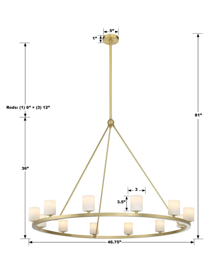 Crystorama Crystorama Aragon 12 Light Soft Brass Chandelier