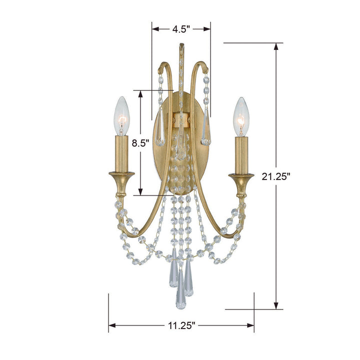 Crystorama Crystorama Arcadia 2 Light Antique Gold Sconce