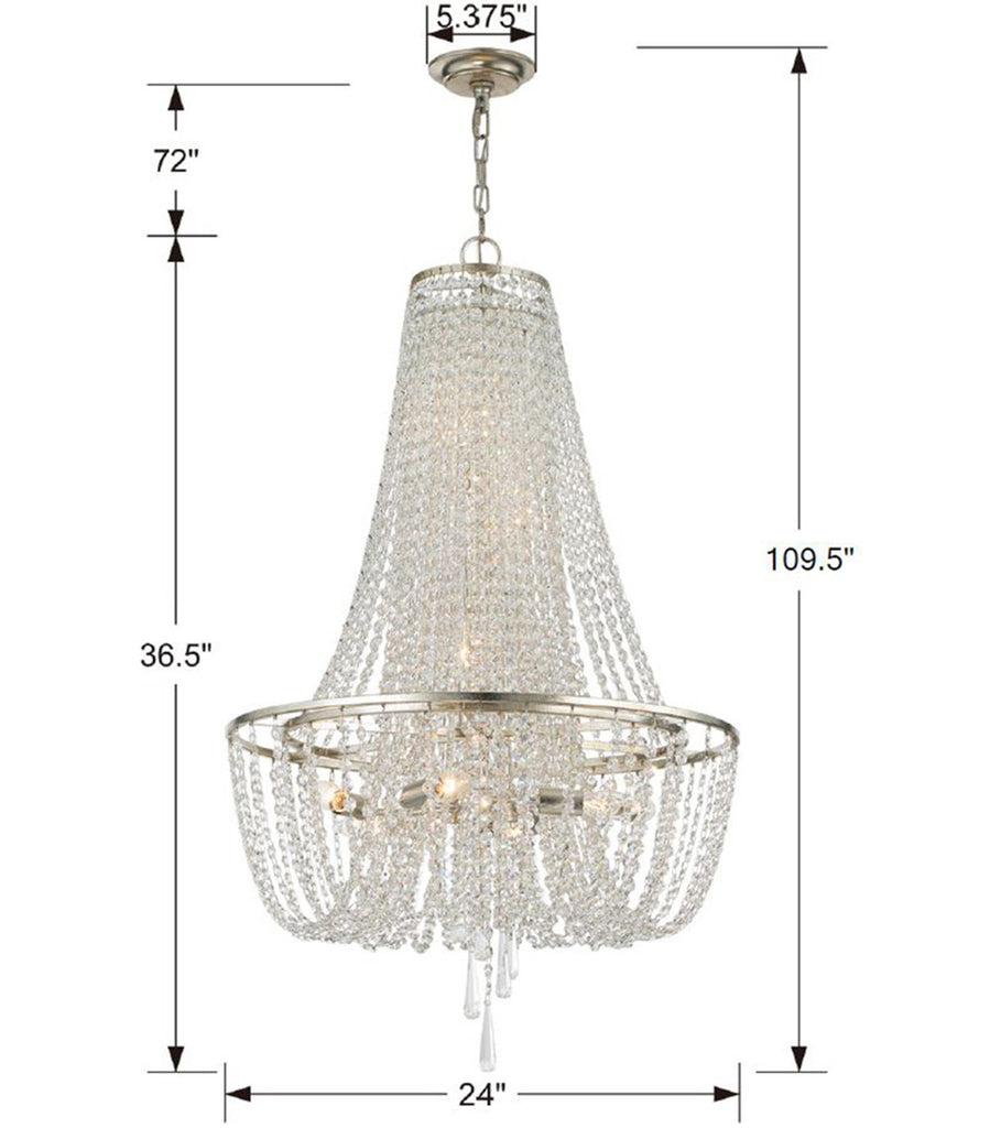 Crystorama Crystorama Arcadia 9 Light Antique Silver Chandelier
