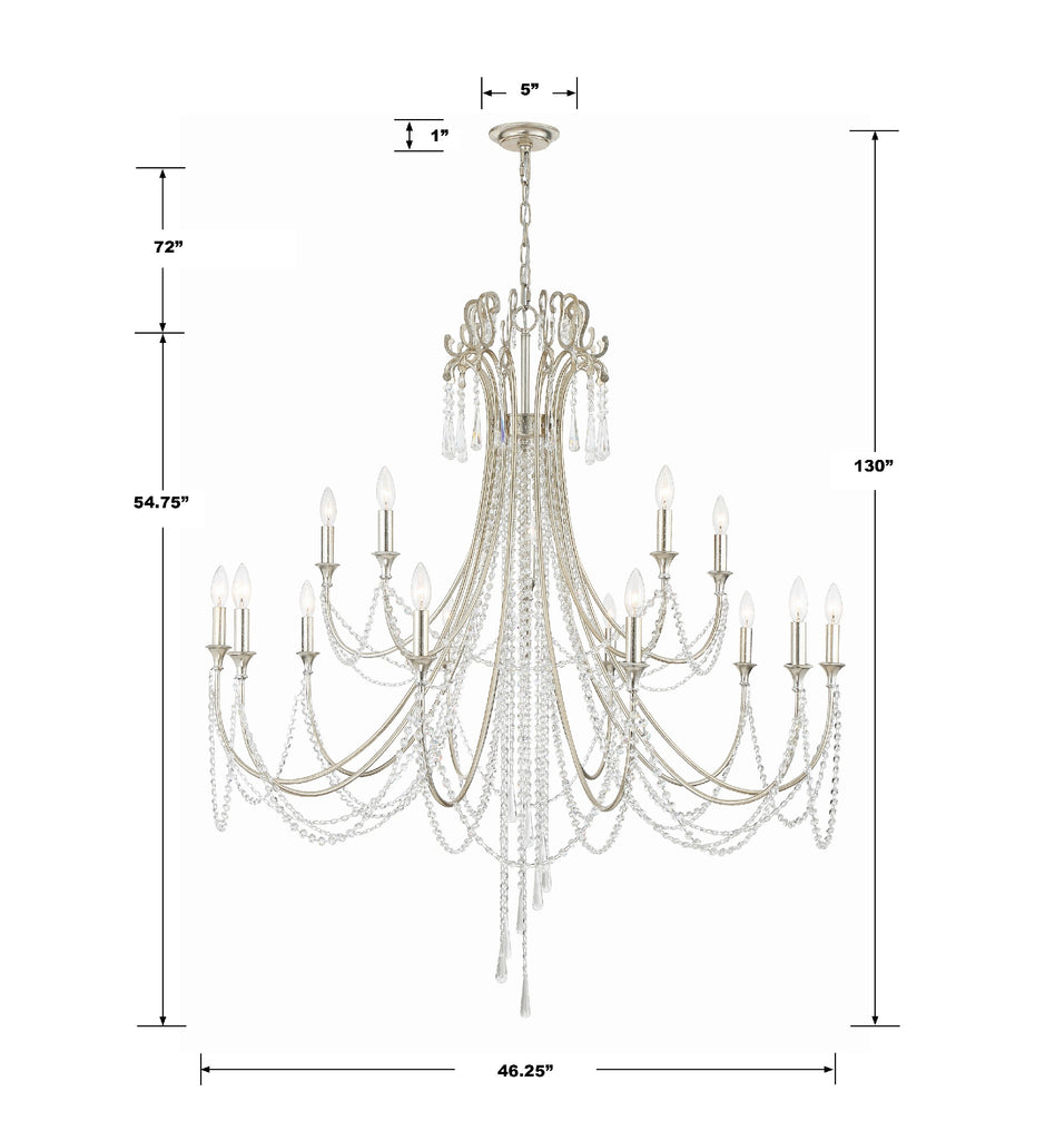 Crystorama Crystorama Arcadia 15 Light Antique Silver Chandelier