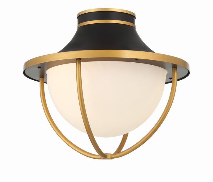 Crystorama Crystorama Atlas 2 Light Matte Black + Textured Gold Outdoor Semi Flush Mount