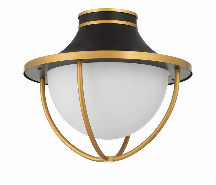 Crystorama Crystorama Atlas 2 Light Matte Black + Textured Gold Outdoor Semi Flush Mount