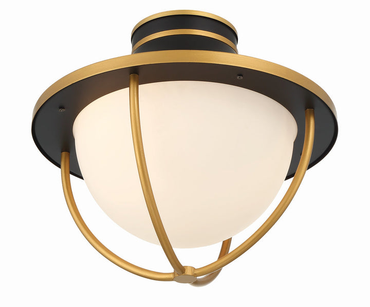 Crystorama Crystorama Atlas 2 Light Matte Black + Textured Gold Outdoor Semi Flush Mount
