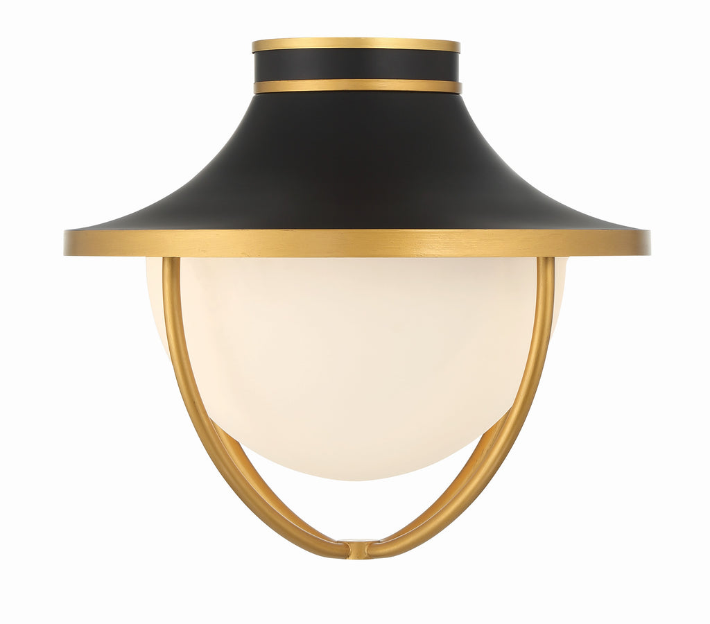 Crystorama Crystorama Atlas 2 Light Matte Black + Textured Gold Outdoor Semi Flush Mount