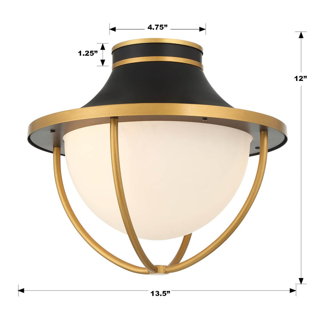 Crystorama Crystorama Atlas 2 Light Matte Black + Textured Gold Outdoor Semi Flush Mount