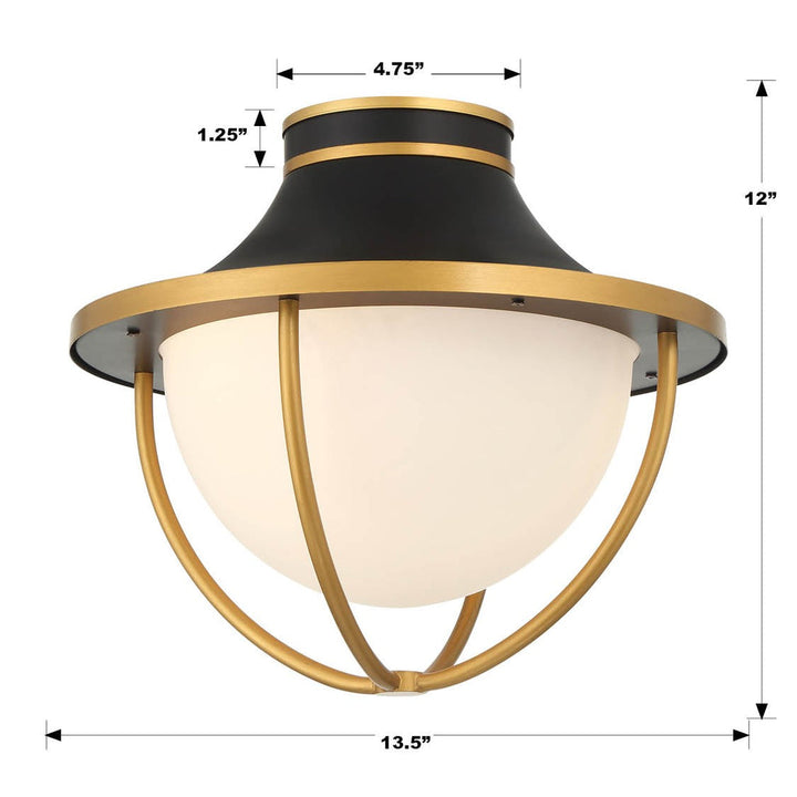 Crystorama Crystorama Atlas 2 Light Matte Black + Textured Gold Outdoor Semi Flush Mount