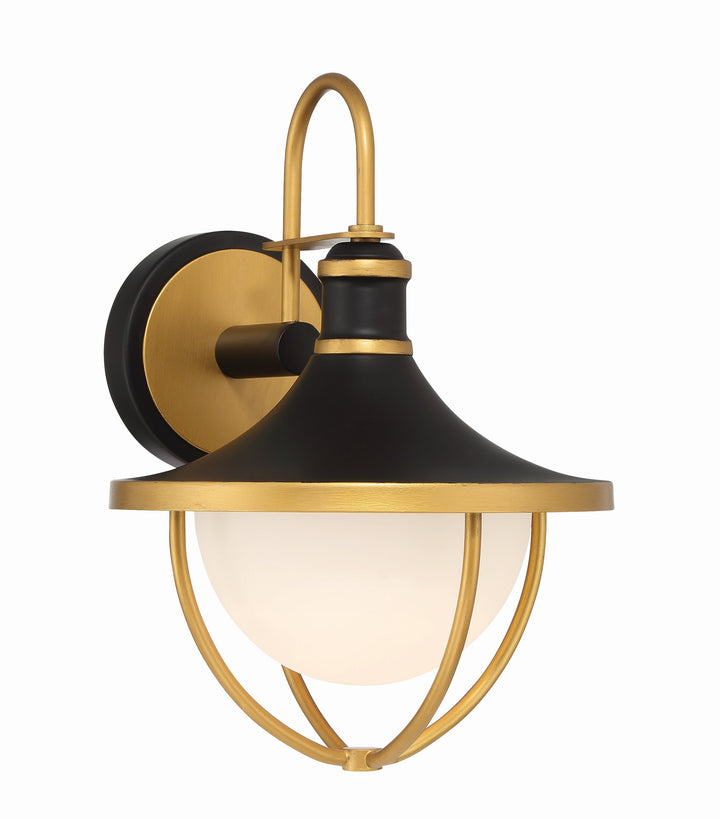 Crystorama Crystorama Atlas 1 Light Matte Black + Textured Gold Outdoor Sconce