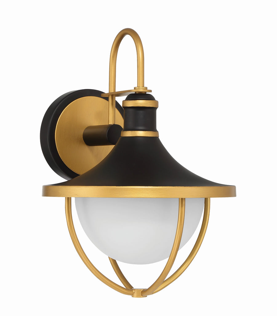 Crystorama Crystorama Atlas 1 Light Matte Black + Textured Gold Outdoor Sconce