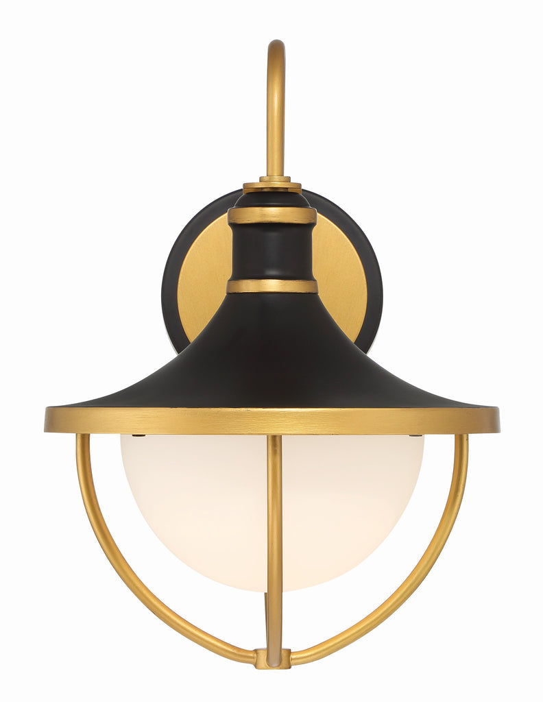 Crystorama Crystorama Atlas 1 Light Matte Black + Textured Gold Outdoor Sconce