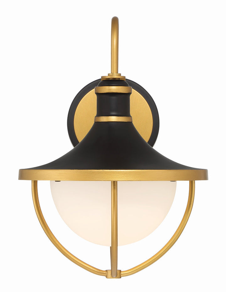 Crystorama Crystorama Atlas 1 Light Matte Black + Textured Gold Outdoor Sconce