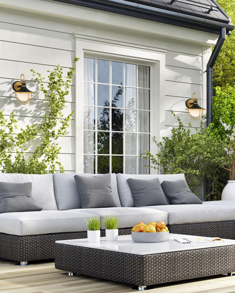 Crystorama Crystorama Atlas 1 Light Matte Black + Textured Gold Outdoor Sconce