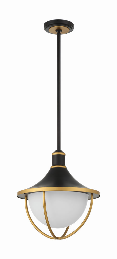 Crystorama Crystorama Atlas 3 Light Matte Black + Textured Gold Outdoor Pendant