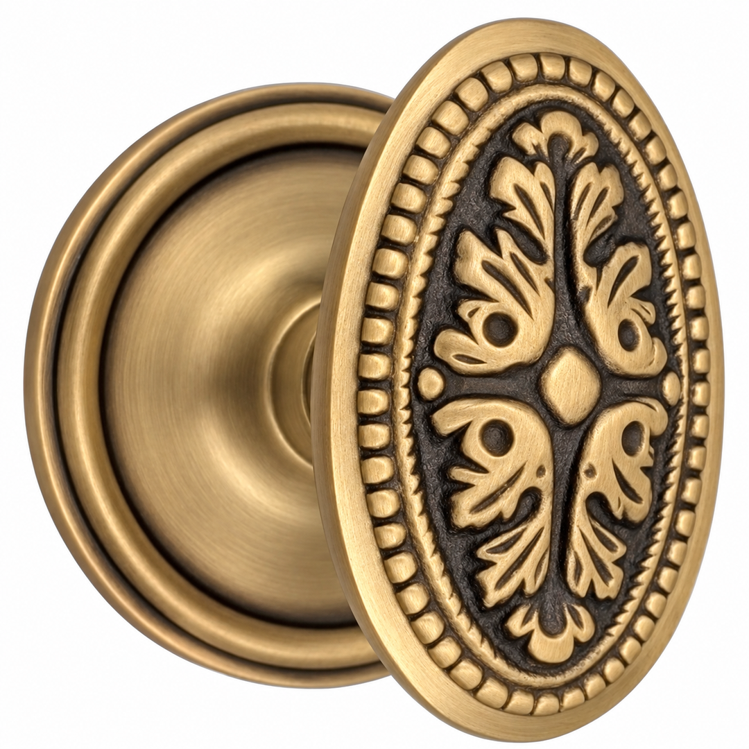 Traditional Rosette Door Set with Avalon Style Door Knobs (Several Finishes Available)