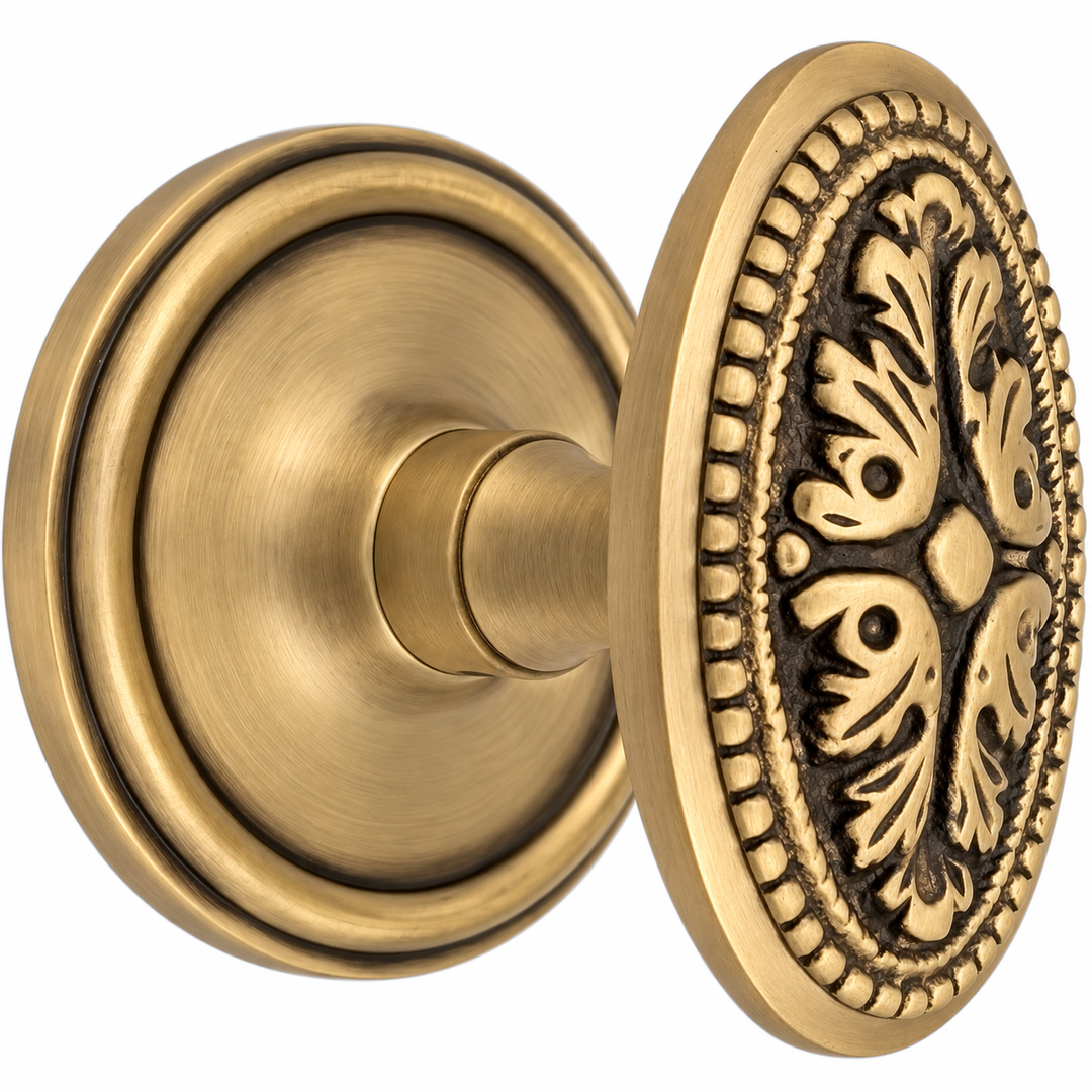 Traditional Rosette Door Set with Avalon Style Door Knobs (Several Finishes Available)